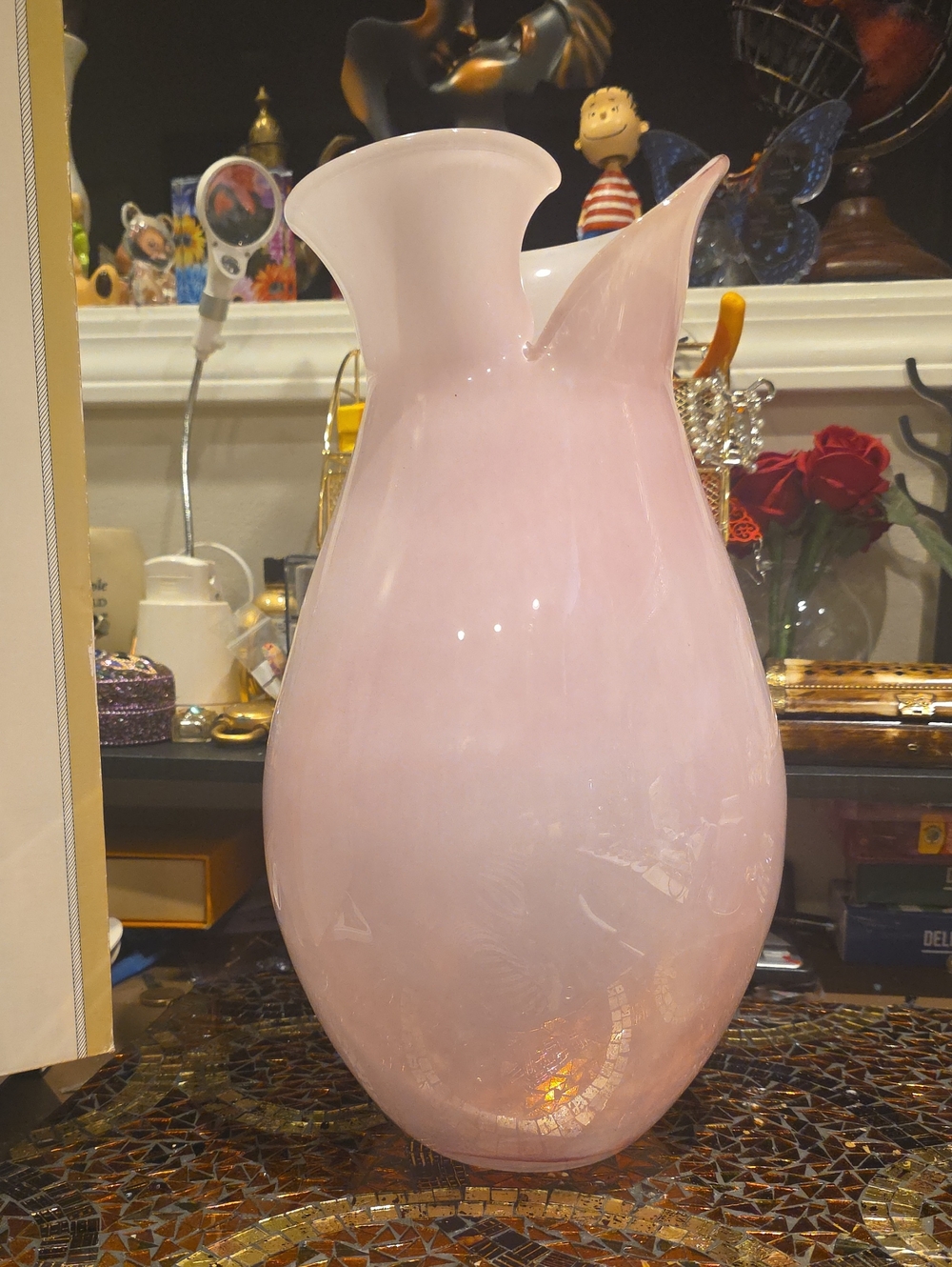 Soft Pink Art Glass Vase — Decorative Home Accent